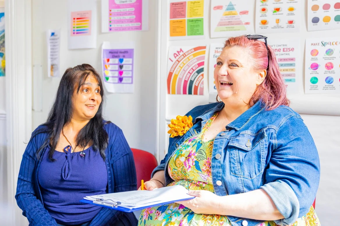 Two Aquarius service users enjoying each others company.